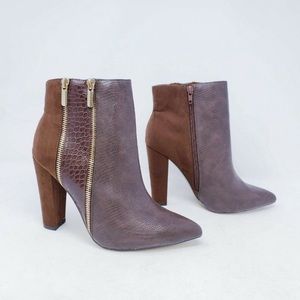 ShoeDazzle Women's Mixed Media Pointed Toe Booties